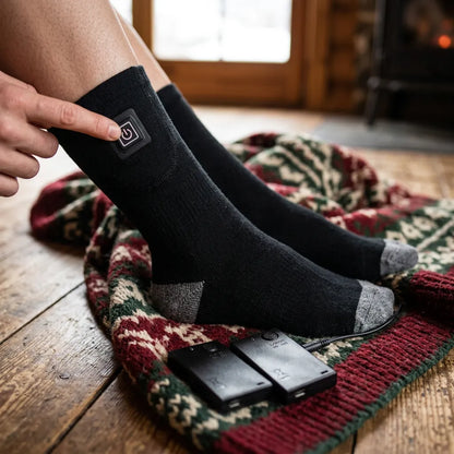 Chaussettes Chauffantes Cozyfeet | Chaussettes thermiques électriques rechargeables avec boîtier batterie