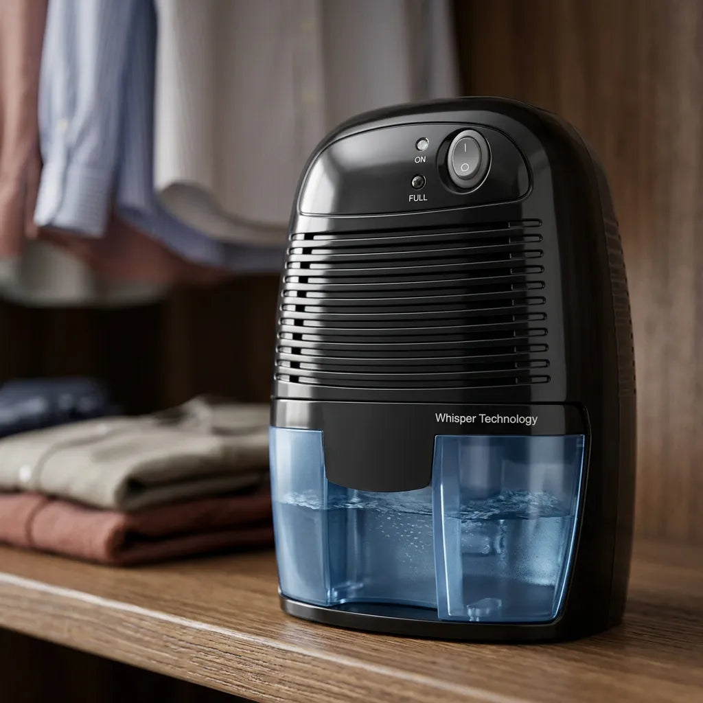 Déshumidificateur Électrique Sécaria | Absorbeur d'humidité compact, réservoir 500 ML, arrêt automatique