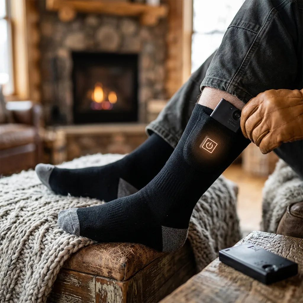 Chaussettes Chauffantes Cozyfeet | Chaussettes thermiques électriques rechargeables avec boîtier batterie