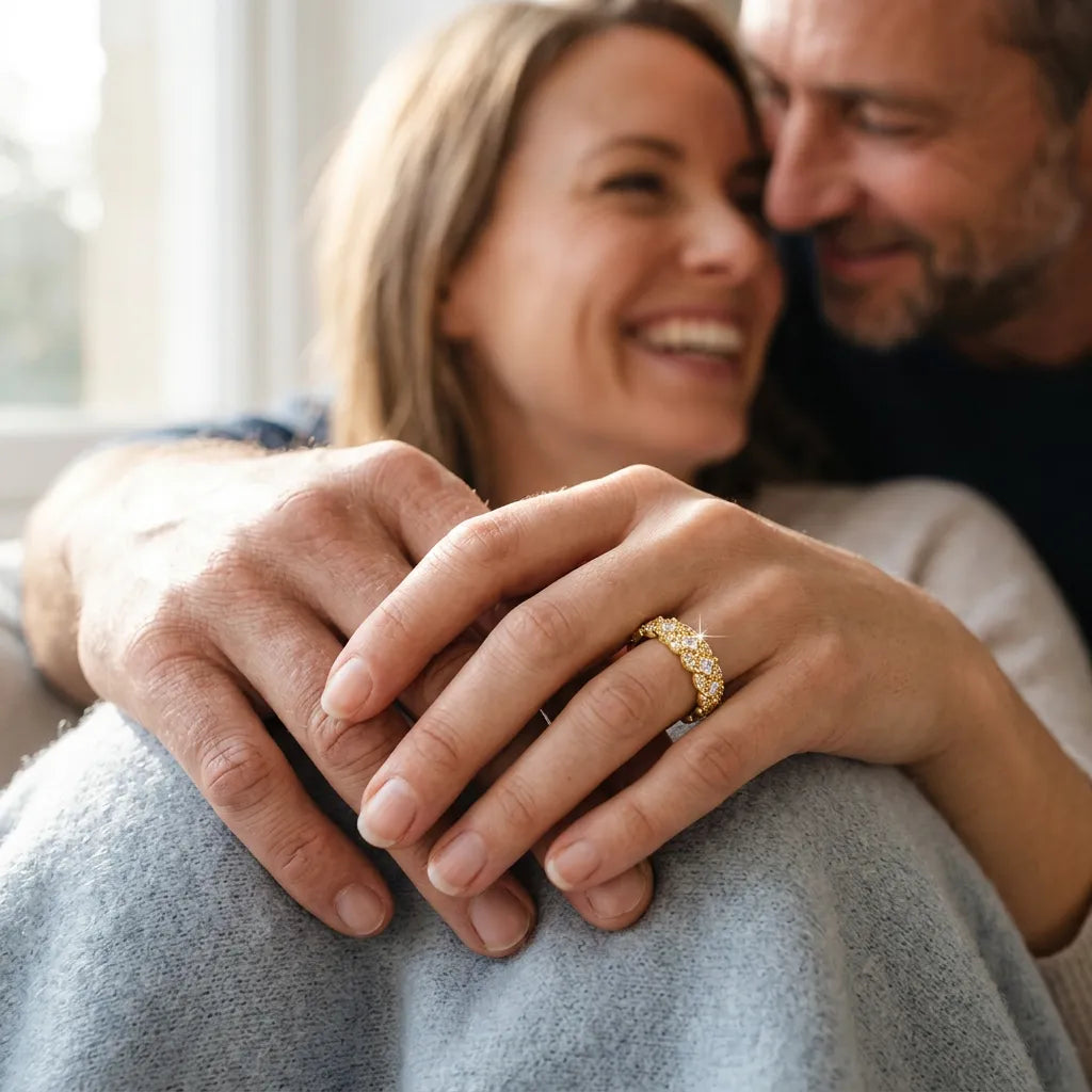 Bague LAILIY | Bague pour femme en argent 925 plaqué or 18K, zirconium carré, taille ajustable