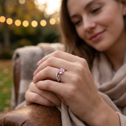Bague Éclat S925 | Bague pour femme en argent sterling sertie de zircons, taille ajustable