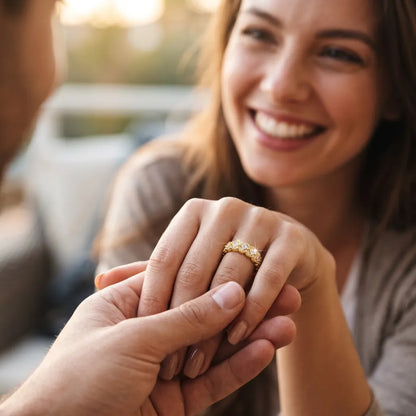 Bague LAILIY | Bague pour femme en argent 925 plaqué or 18K, zirconium carré, taille ajustable