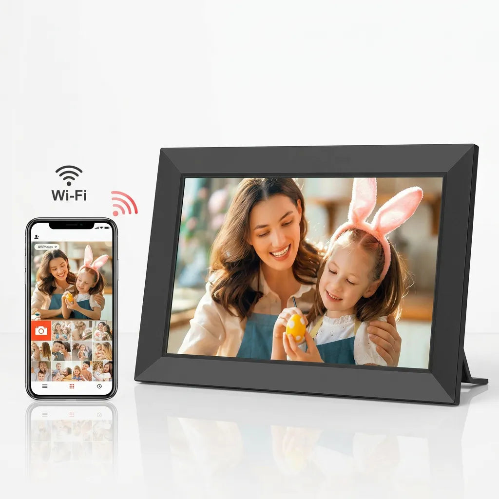 Cadre Photo Numérique Connecté 10,1" | Cadre numérique Wi-Fi tactile HD, 32 Go