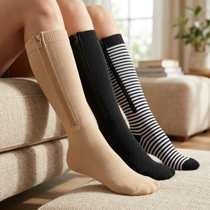 Chaussettes de Compression Flexéo Zip | Bas de compression à fermeture éclair, homme et femme