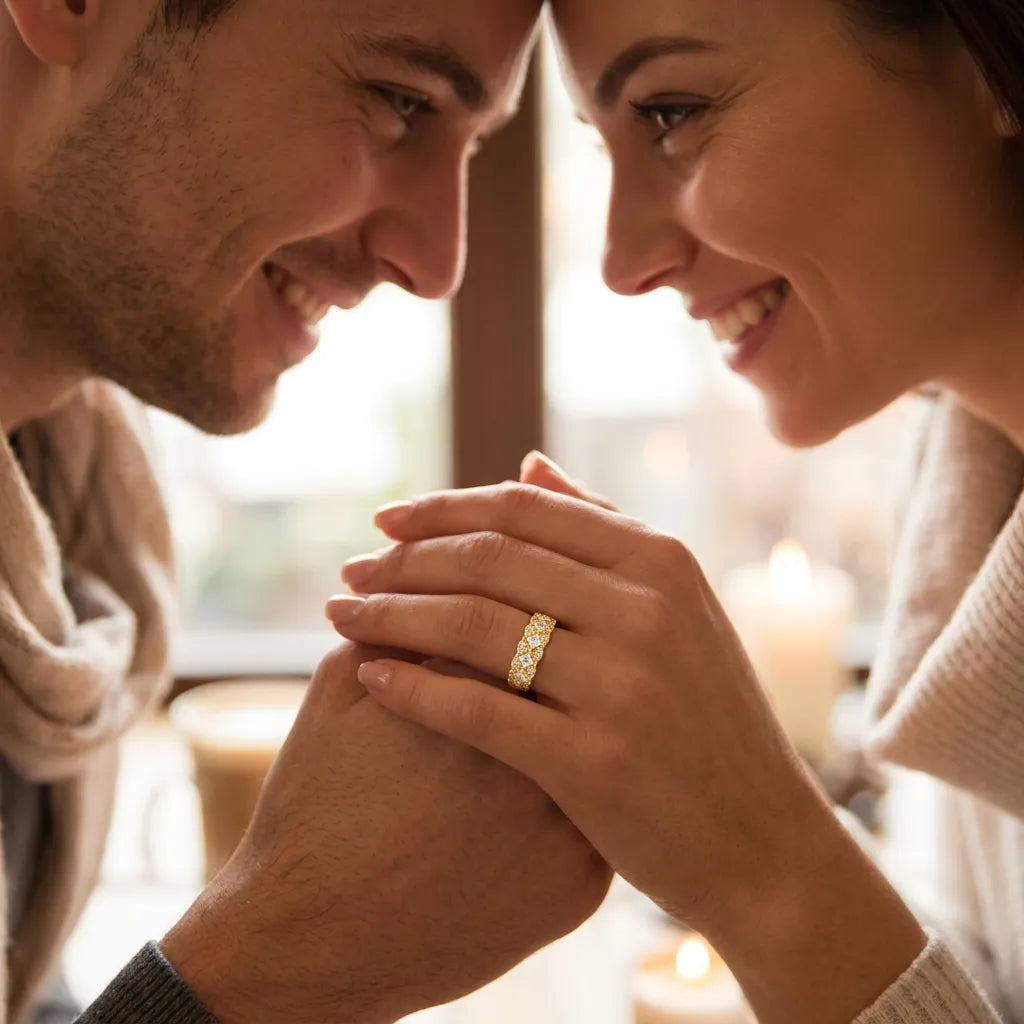 Bague LAILIY | Bague pour femme en argent 925 plaqué or 18K, zirconium carré, taille ajustable
