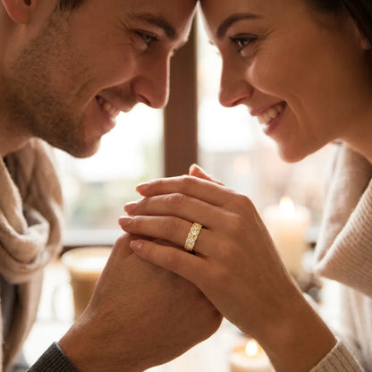 Bague LAILIY | Bague pour femme en argent 925 plaqué or 18K, zirconium carré, taille ajustable