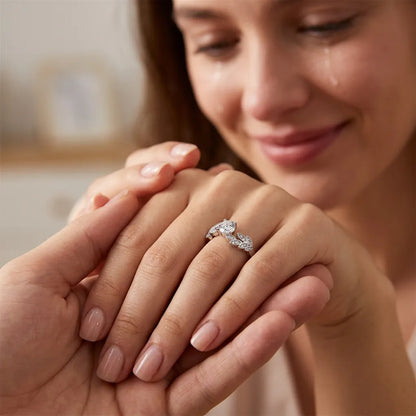 Bague Éclat S925 | Bague pour femme en argent sterling sertie de zircons, taille ajustable