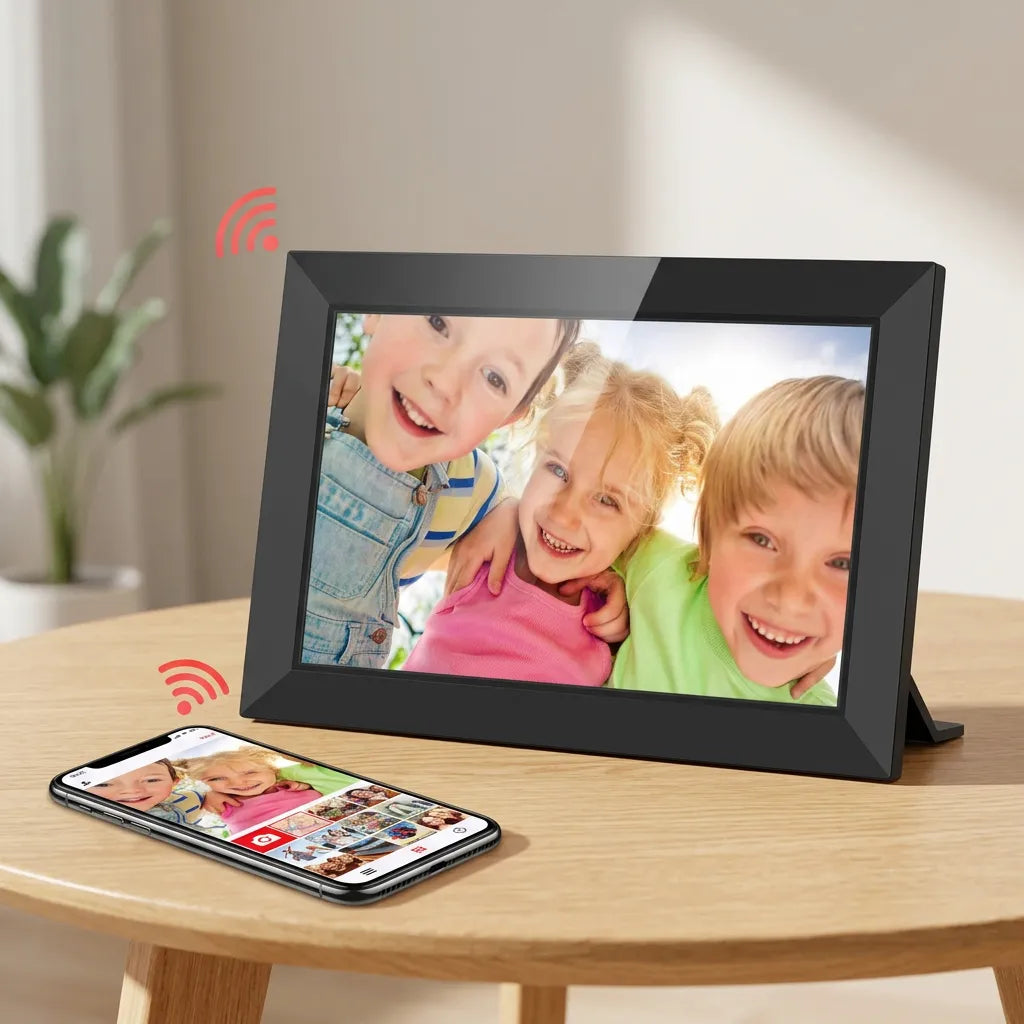 Cadre Photo Numérique Connecté 10,1" | Cadre numérique Wi-Fi tactile HD, 32 Go