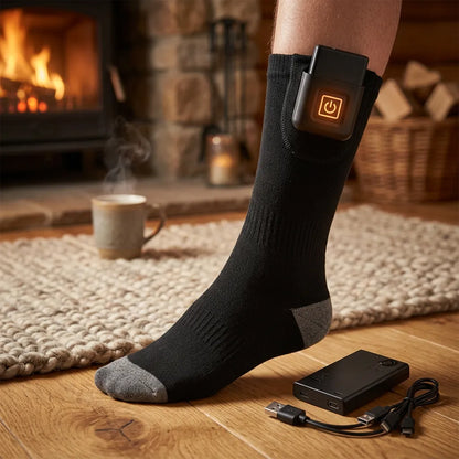 Chaussettes Chauffantes Cozyfeet | Chaussettes thermiques électriques rechargeables avec boîtier batterie