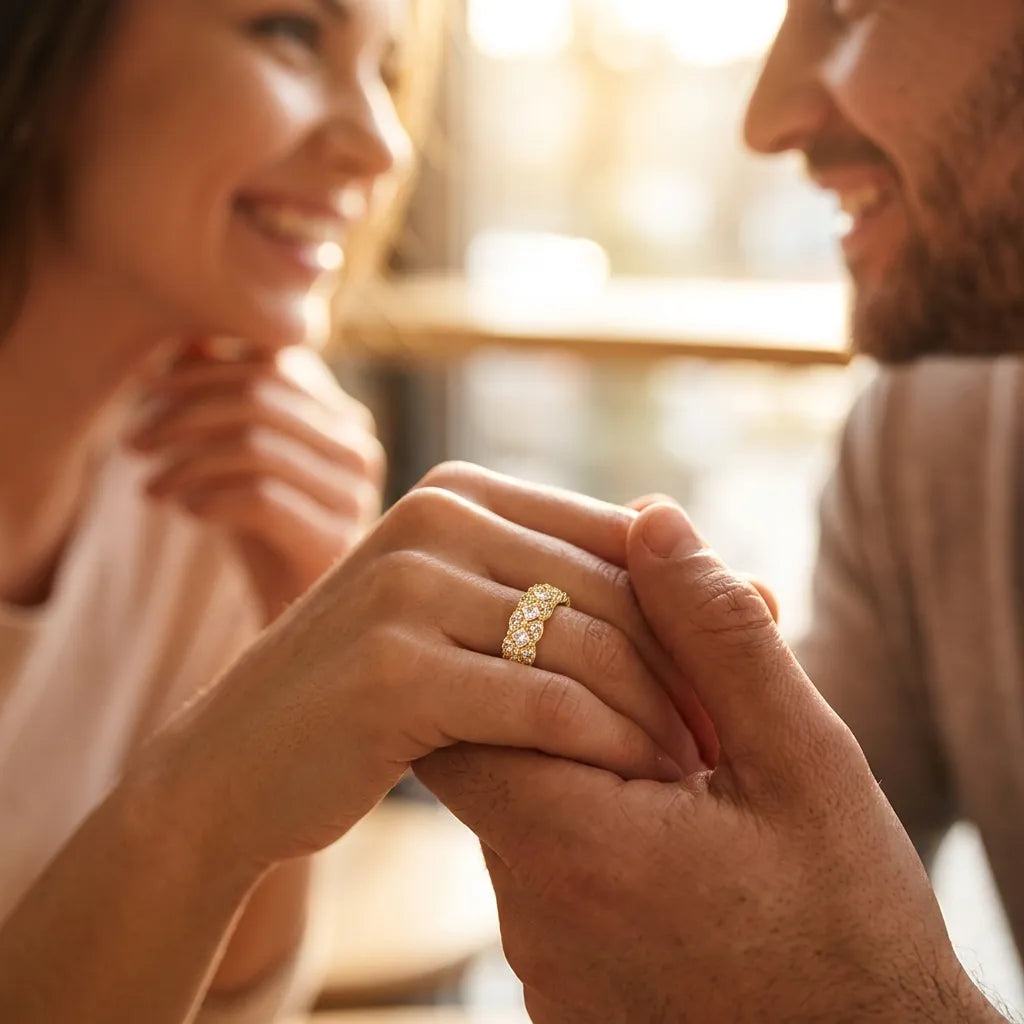 Bague LAILIY | Bague pour femme en argent 925 plaqué or 18K, zirconium carré, taille ajustable