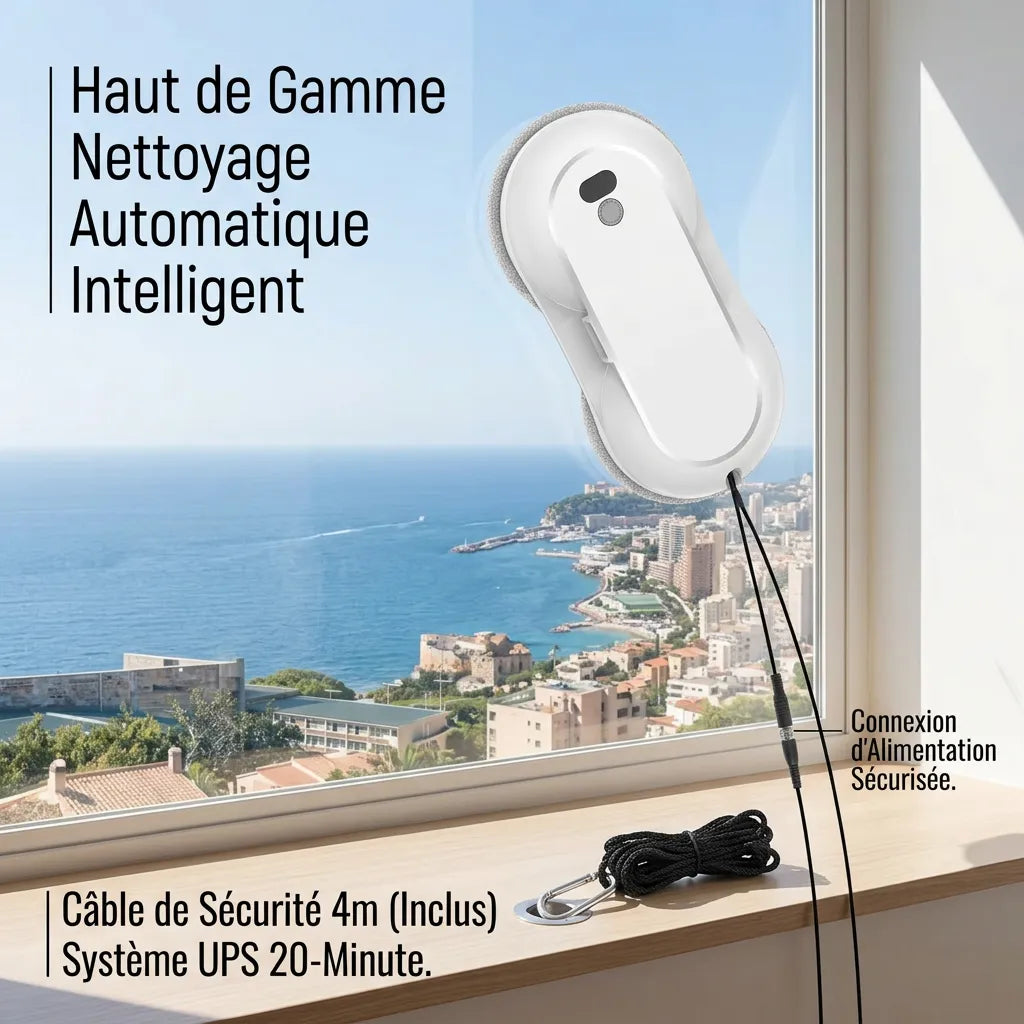 Robot Lave Vitres 5600 Pa | Pulvérisation d'eau, nettoyage automatique et télécommande
