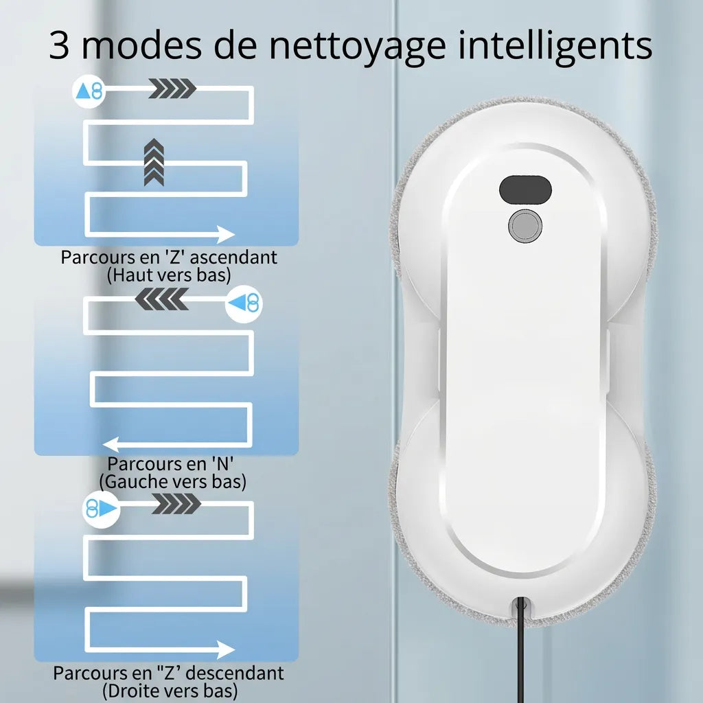 Robot Lave Vitres 5600 Pa | Pulvérisation d'eau, nettoyage automatique et télécommande