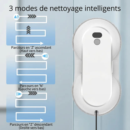 Robot Lave Vitres 5600 Pa | Pulvérisation d'eau, nettoyage automatique et télécommande