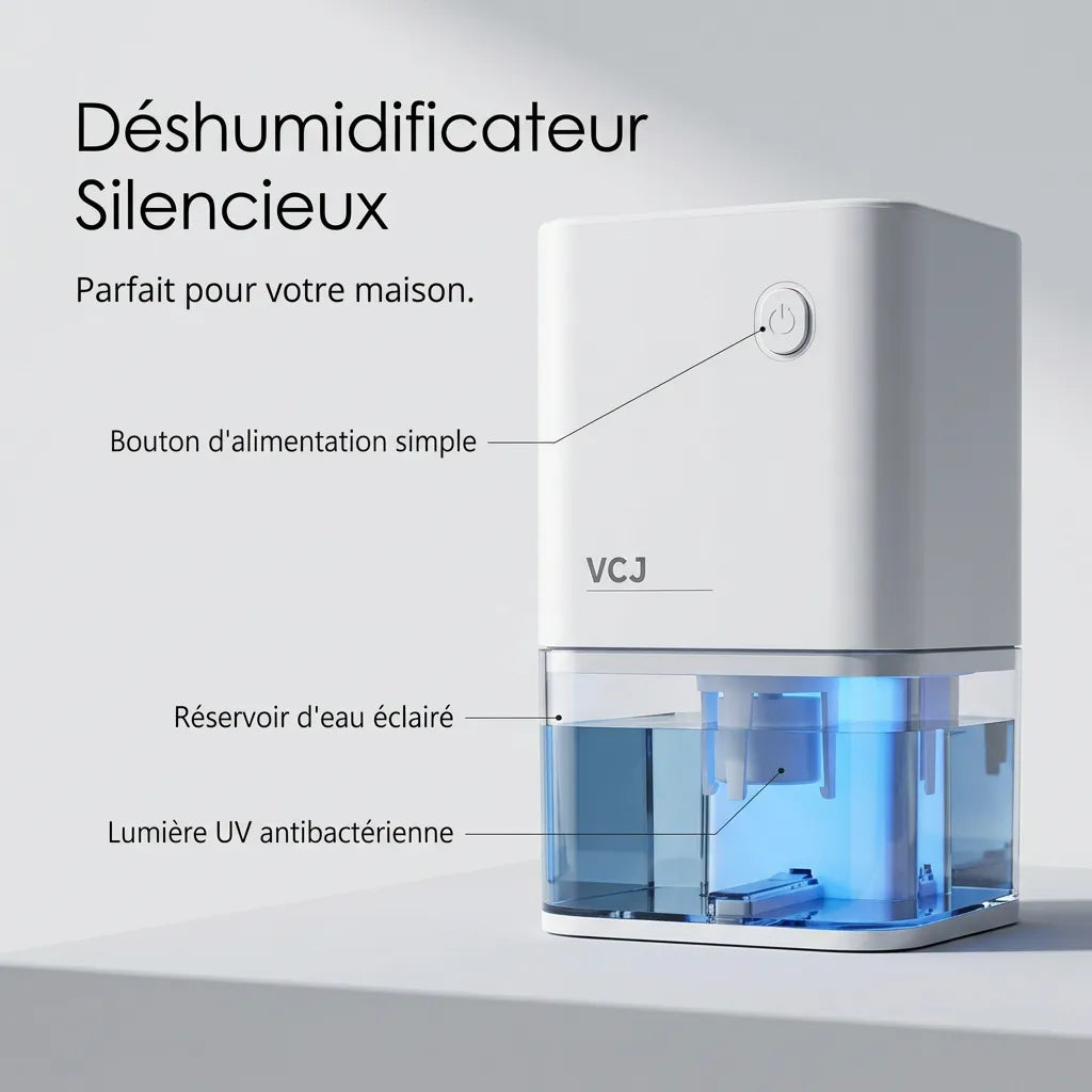 Déshumidificateur Électrique Sécaria | Absorbeur d'humidité silencieux pour chambre, bureau et maison