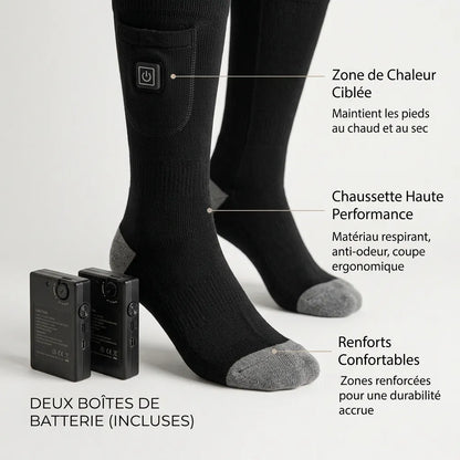 Chaussettes Chauffantes Cozyfeet | Chaussettes thermiques électriques rechargeables avec boîtier batterie