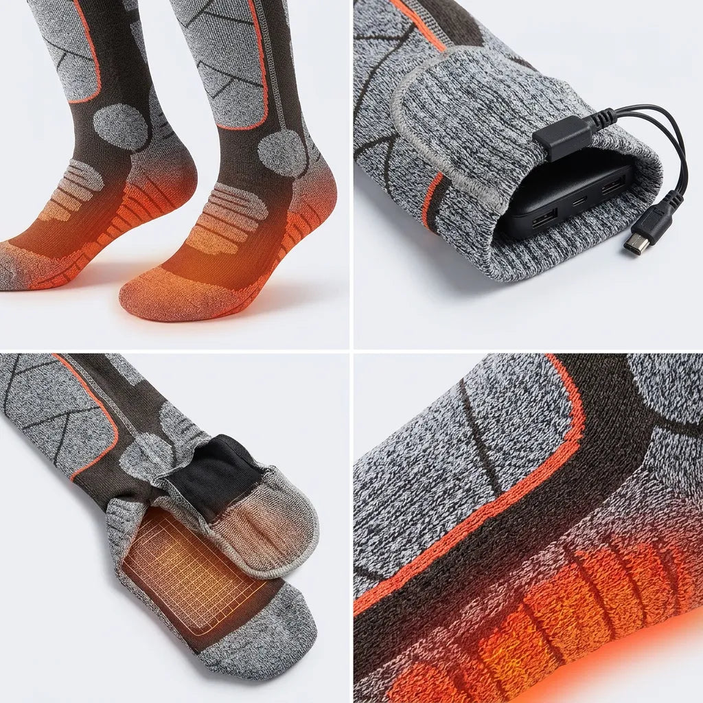 Chaussettes Chauffantes Cozyfeet | Chaussettes thermiques électriques rechargeables, 3 niveaux de chaleur