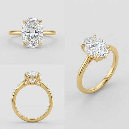 Bague Éclat Ovale | Bague pour femme en argent 925, zircon ovale brillant, plusieurs carats