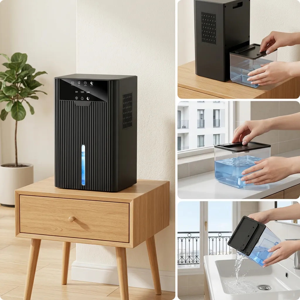 Déshumidificateur Électrique | Absorbeur d'humidité portable, réservoir 1500 ML, arrêt automatique
