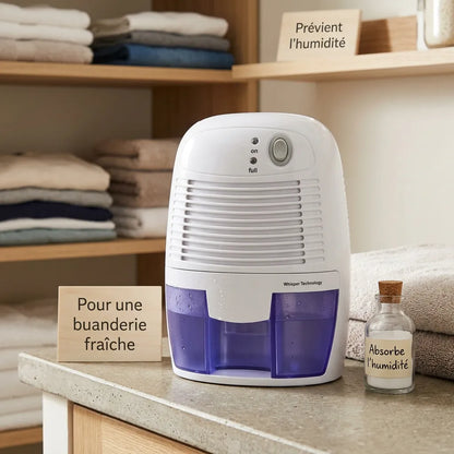 Déshumidificateur Électrique Sécaria | Absorbeur d'humidité compact, réservoir 500 ML, arrêt automatique