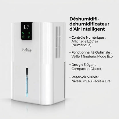 Déshumidificateur d'Air LOEFME | 750 ML/jour, réservoir 2,8 L, écran LED