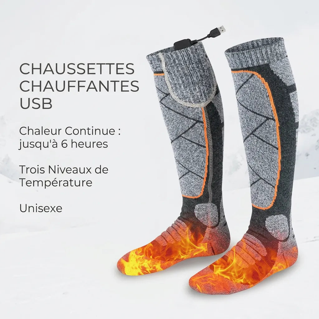 Chaussettes Chauffantes Cozyfeet | Chaussettes thermiques électriques rechargeables, 3 niveaux de chaleur