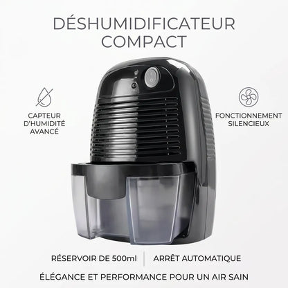 Déshumidificateur Électrique Sécaria | Absorbeur d'humidité compact, réservoir 500 ML, arrêt automatique