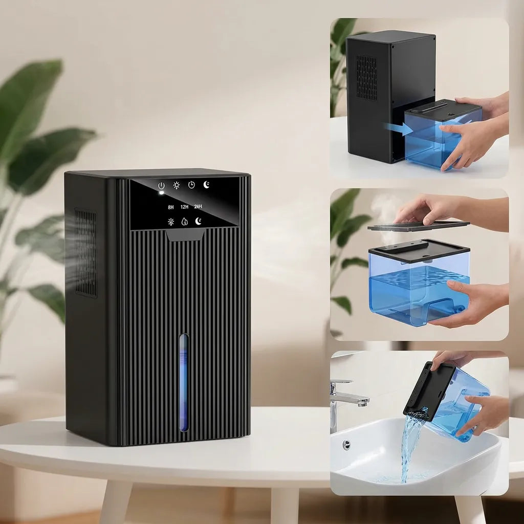 Déshumidificateur Électrique | Absorbeur d'humidité portable, réservoir 1500 ML, arrêt automatique