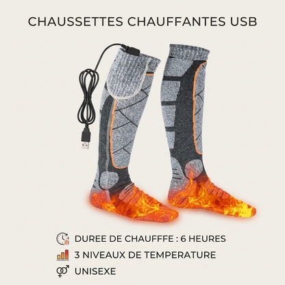 Chaussettes Chauffantes Cozyfeet | Chaussettes thermiques électriques rechargeables, 3 niveaux de chaleur