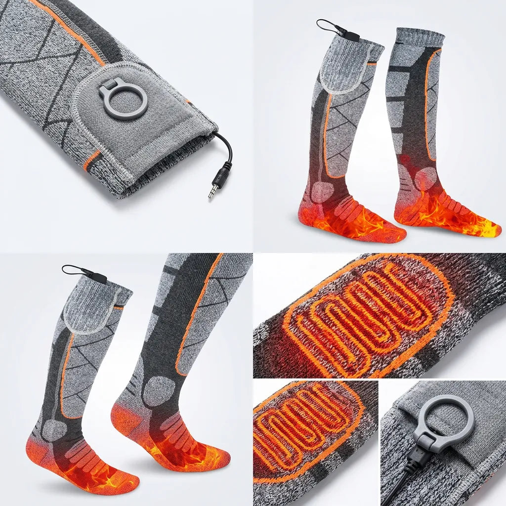 Chaussettes Chauffantes Cozyfeet | Chaussettes thermiques électriques rechargeables, 3 niveaux de chaleur
