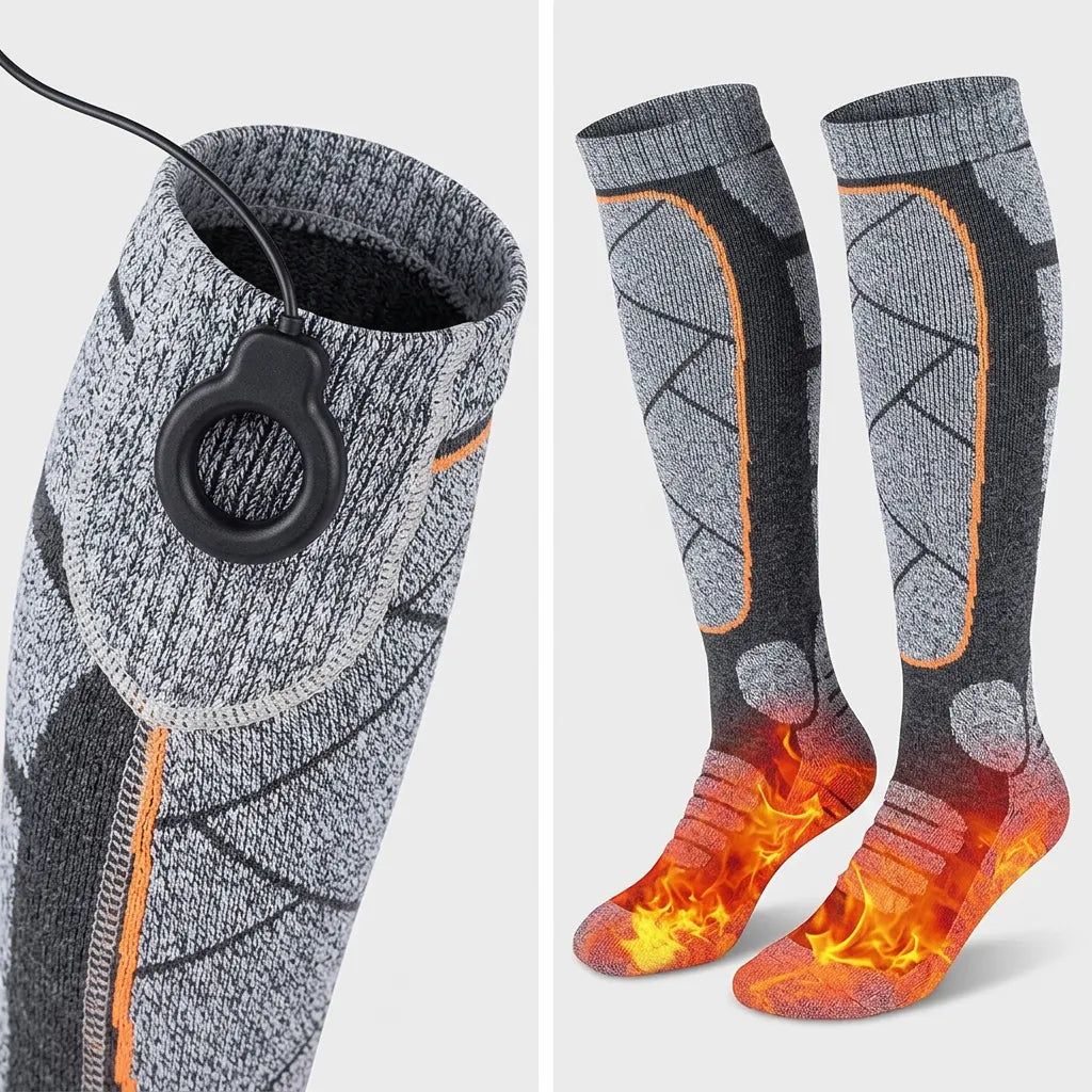 Chaussettes Chauffantes Cozyfeet | Chaussettes thermiques électriques rechargeables, 3 niveaux de chaleur