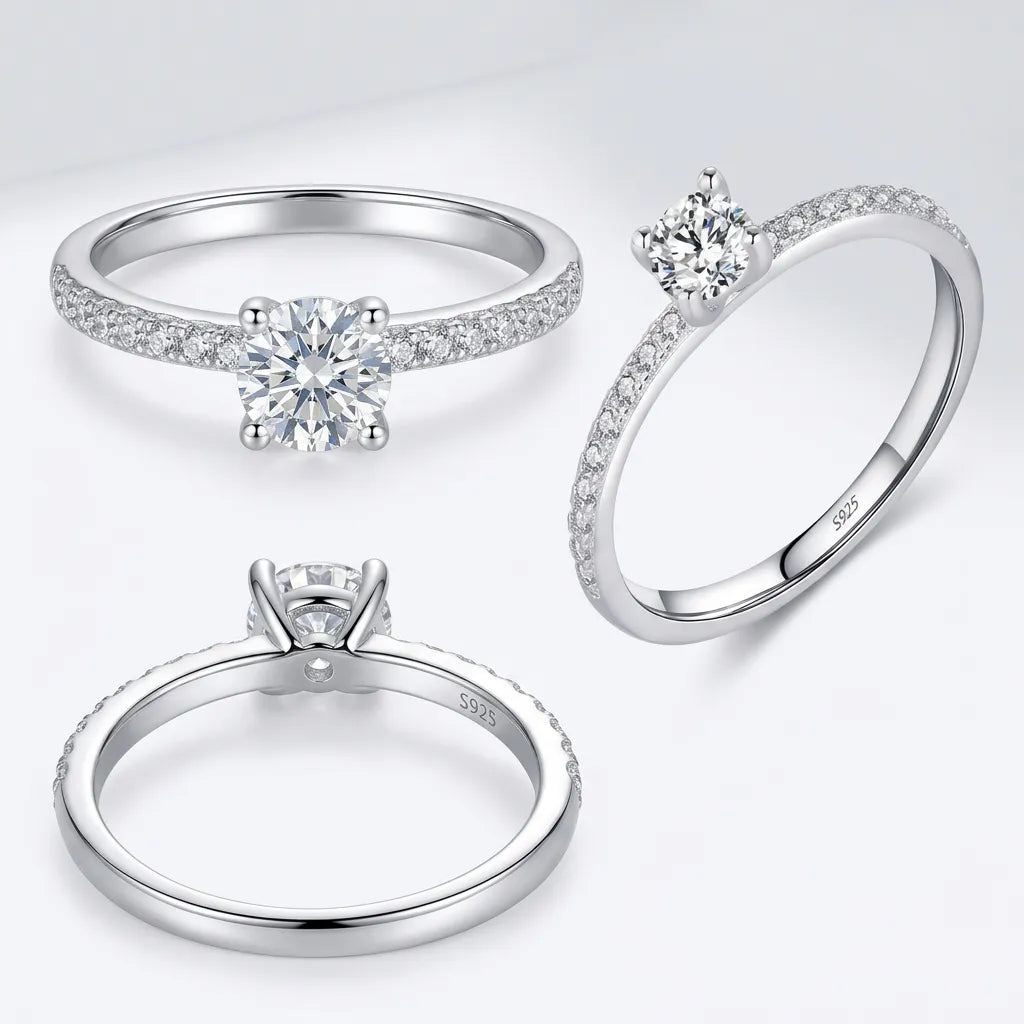 Bague MODIAN Moissanite | Bague pour femme en argent 925, moissanite couleur D certifiée