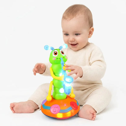 Doudou pour Bébé Musical Wiggly | Jouet Chenille dansante au saxophone à lumières