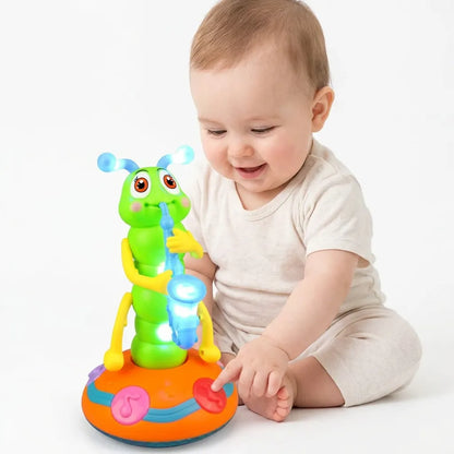 Doudou pour Bébé Musical Wiggly | Jouet Chenille dansante au saxophone à lumières