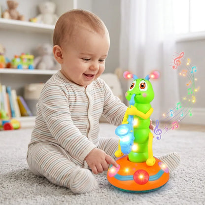Doudou pour Bébé Musical Wiggly | Jouet Chenille dansante au saxophone à lumières