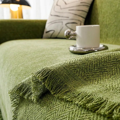 Housse de Canapé Chenya | Plaid-housse chenille chevrons antidérapant anti-griffures
