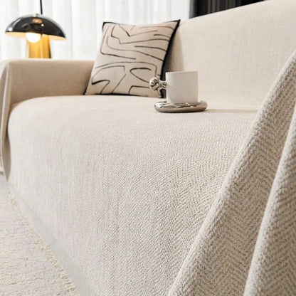 Housse de Canapé Chenya | Plaid-housse chenille chevrons antidérapant anti-griffures