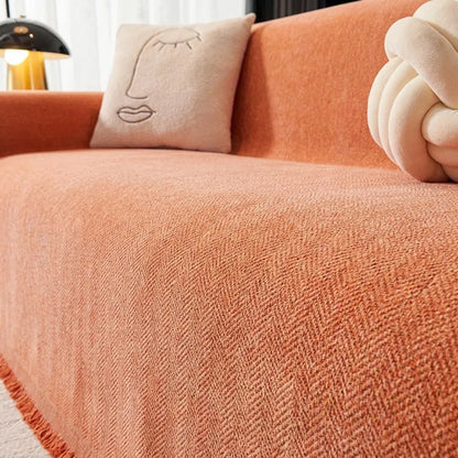 Housse de Canapé Chenya | Plaid-housse chenille chevrons antidérapant anti-griffures
