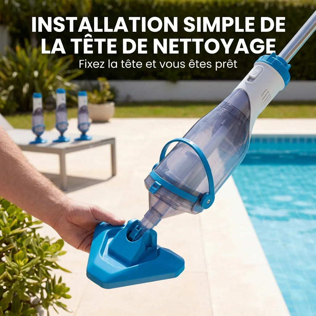 Aspirateur Piscine AquaVac™ | Robot piscine sans fil manuel avec perche télescopique 150 cm