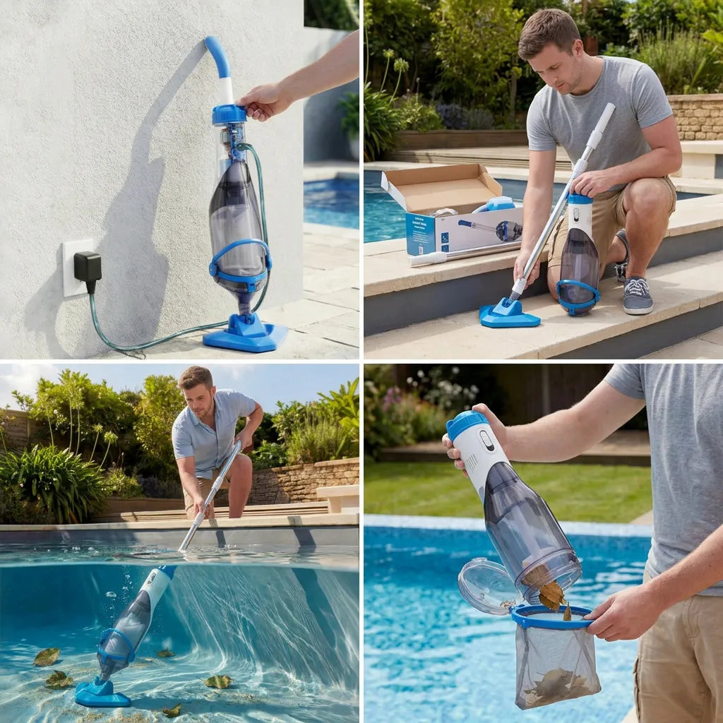 Aspirateur Piscine AquaVac™ | Robot piscine sans fil manuel avec perche télescopique 150 cm