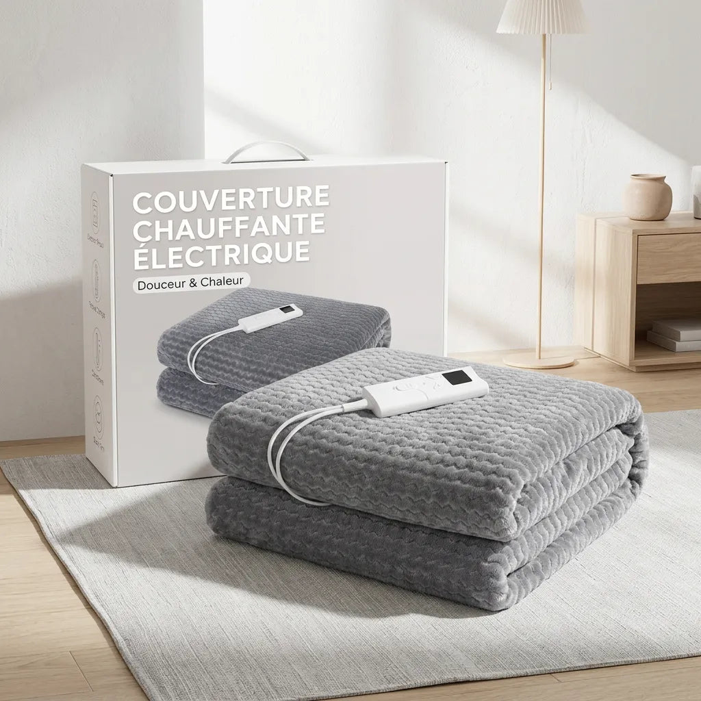 Couverture Chauffante Cocoona | Plaid chauffant électrique en flanelle 9 niveaux, 160 × 130 cm