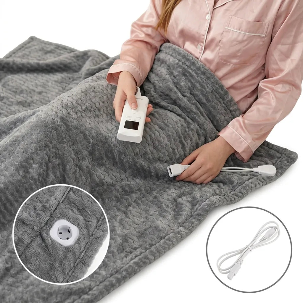 Couverture Chauffante Cocoona | Plaid chauffant électrique en flanelle 9 niveaux, 160 × 130 cm
