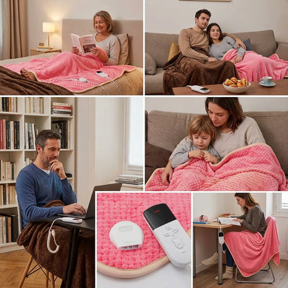 Couverture Chauffante Cocoona | Plaid chauffant électrique en flanelle double couche, minuterie, 150 × 80 cm