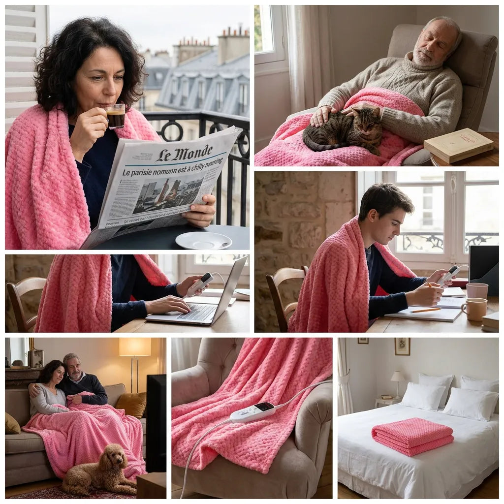Couverture Chauffante Cocoona | Plaid chauffant électrique en flanelle double couche, minuterie, 150 × 80 cm