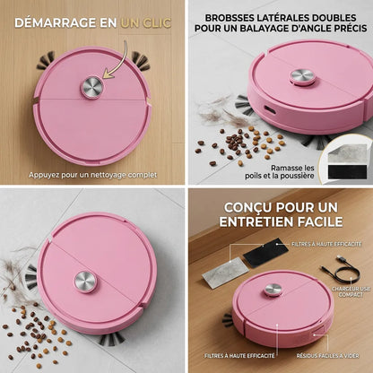 Mini Robot Aspirateur Laveur 3-en-1 | Aspirateur laveur compact automatique pour maison et voiture