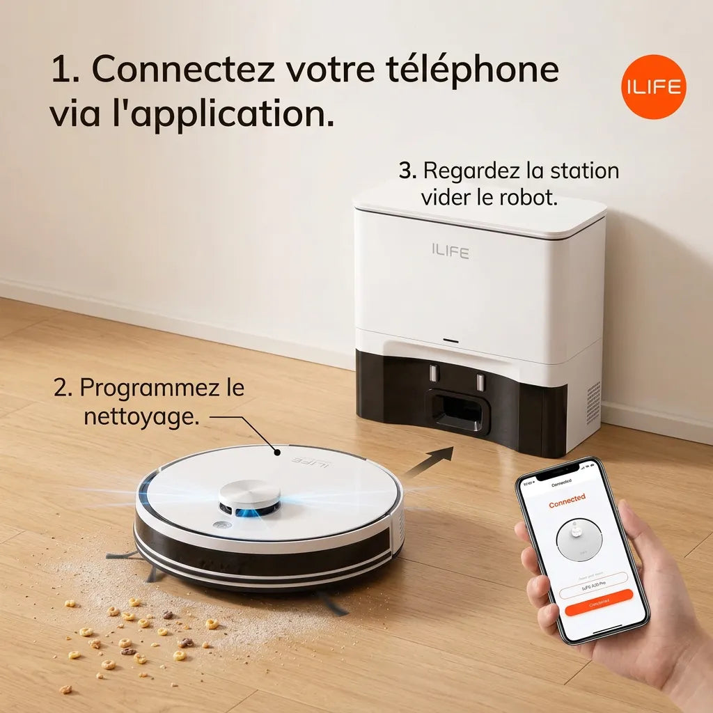 Robot Aspirateur | Aspirateur laveur 5000 Pa à navigation et contrôle par application