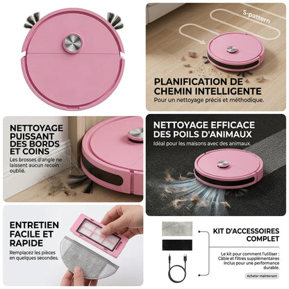 Mini Robot Aspirateur Laveur 3-en-1 | Aspirateur laveur compact automatique pour maison et voiture