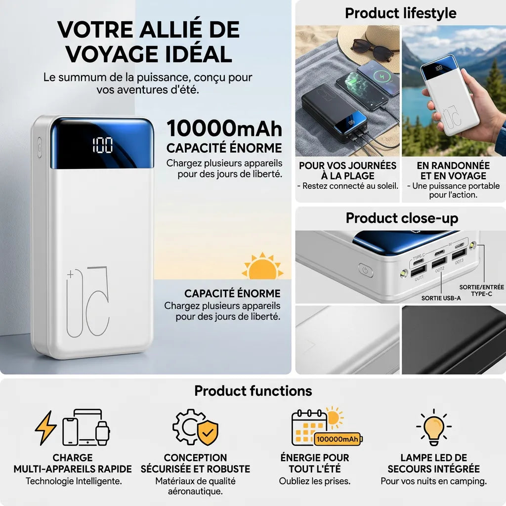 TitanCharge™ | Power Bank Haute Capacité 100 000 mAh avec Charge Rapide