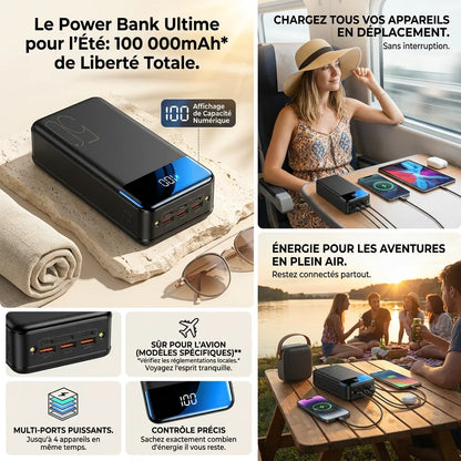 TitanCharge™ | Power Bank Haute Capacité 100 000 mAh avec Charge Rapide