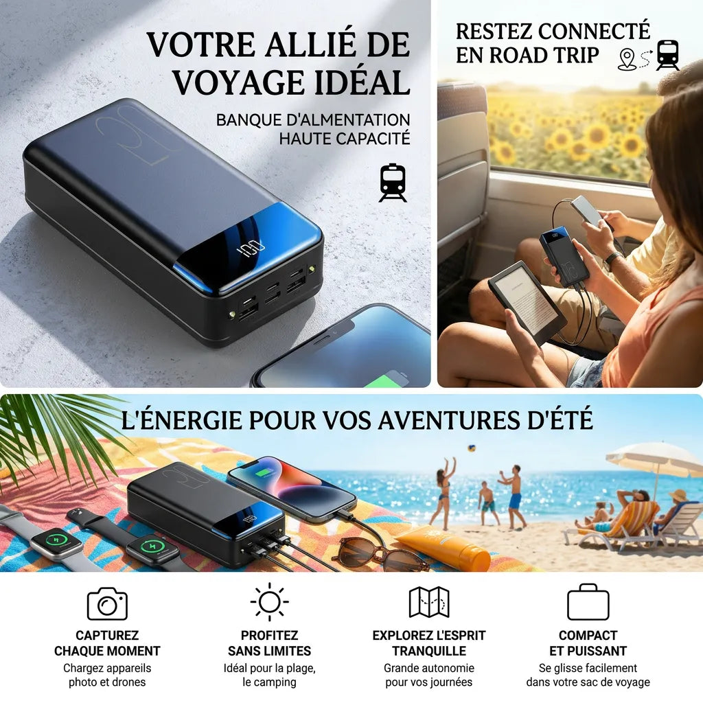 TitanCharge™ | Power Bank Haute Capacité 100 000 mAh avec Charge Rapide