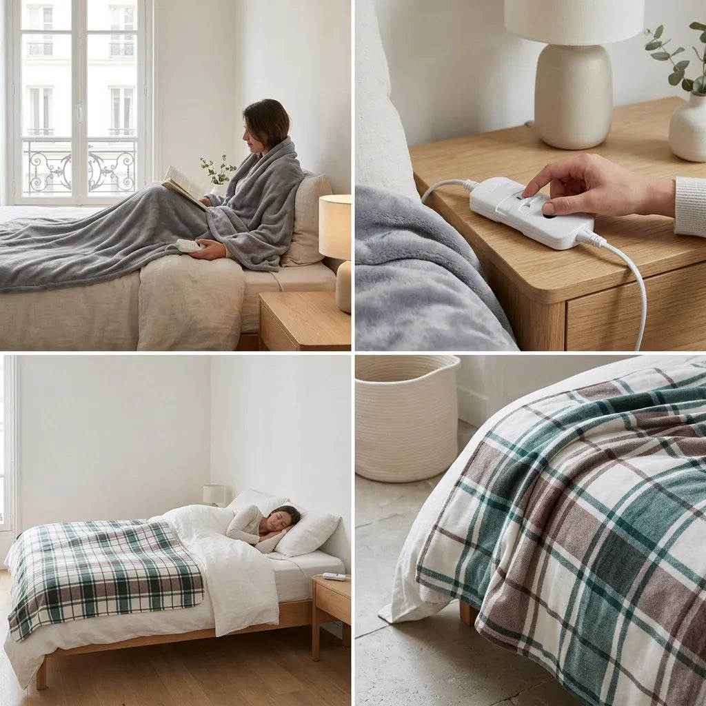 Couverture Chauffante Cocoona | Plaid chauffant de lit épais en peluche à thermostat automatique, 220 V